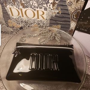 Dior Cosmetic pouch to crossbody bag black patent